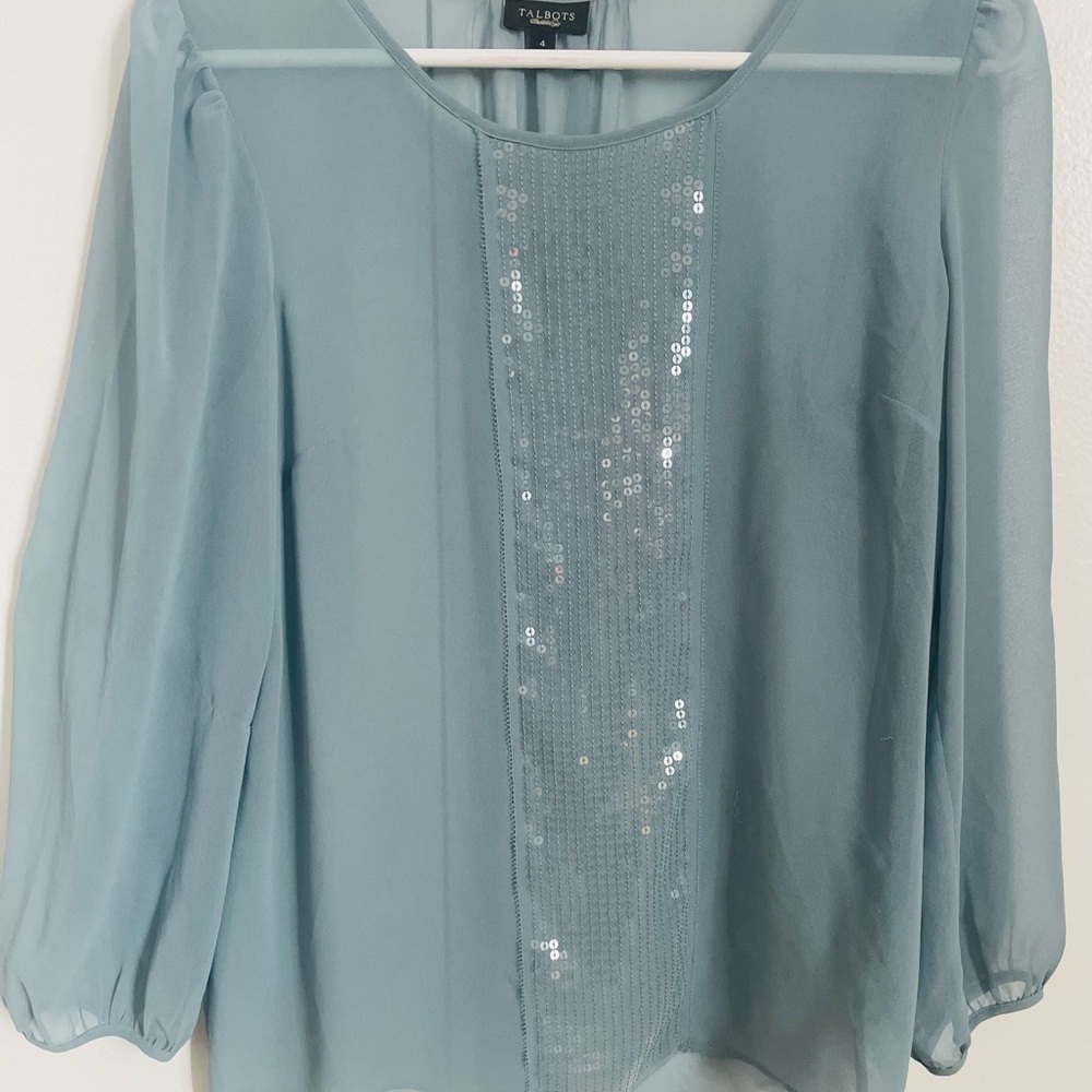 Talbots Sheer Sequin-Front Blouse
